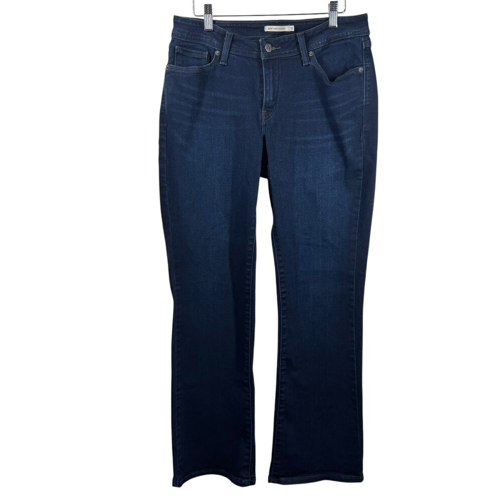 Levi Jeans Women 12 Blue Curvy Bootcut Dark Wash Western Boho Cotton Concert